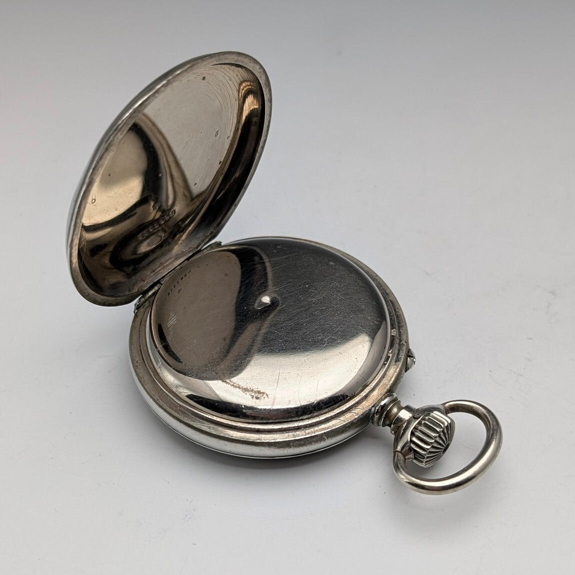 1908 Longines Antique Railroad Pocket Watch 55mm – Nickel Alloy Silver-Plated Case, Roman Dial, Open-Face Vintage Timepiece