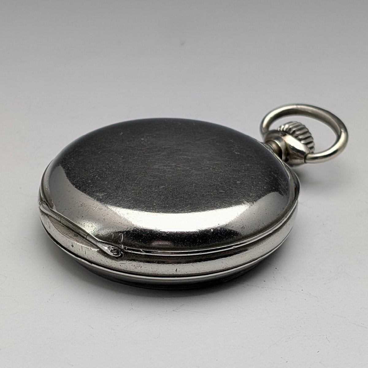 1908 Longines Antique Railroad Pocket Watch 55mm – Nickel Alloy Silver-Plated Case, Roman Dial, Open-Face Vintage Timepiece