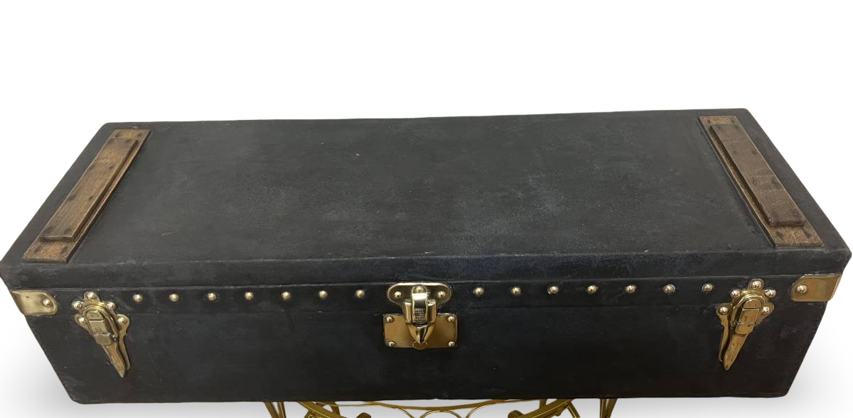 1910s Louis Vuitton Antique Motor Trunk · Black Canvas Brass Hardware · Early Automotive Bespoke Luggage · Museum-Grade Collector Artifact