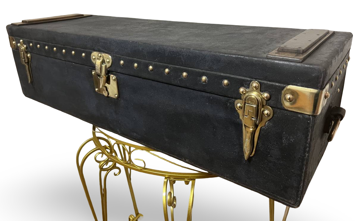 1910s Louis Vuitton Antique Motor Trunk · Black Canvas Brass Hardware · Early Automotive Bespoke Luggage · Museum-Grade Collector Artifact