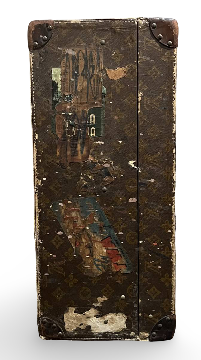 1920s Louis Vuitton Antique Hand-Paint Monogram Trunk · Large Suitcase Decor Chest · Vintage LV Travel Case · Rare Collector Furniture Piece