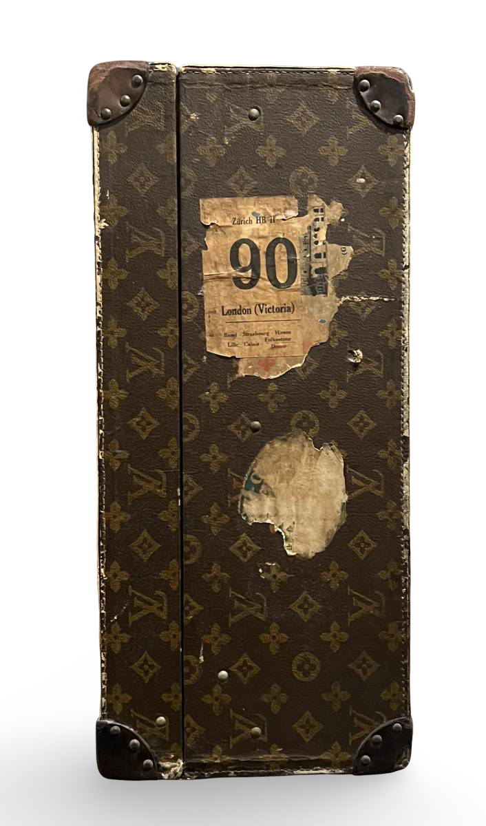 1920s Louis Vuitton Antique Hand-Paint Monogram Trunk · Large Suitcase Decor Chest · Vintage LV Travel Case · Rare Collector Furniture Piece