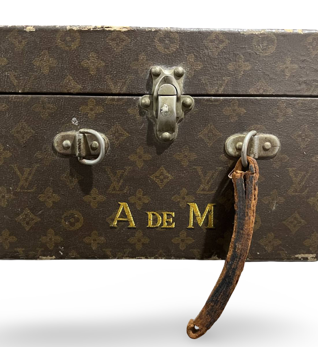 1920s Louis Vuitton Antique Hand-Paint Monogram Trunk · Large Suitcase Decor Chest · Vintage LV Travel Case · Rare Collector Furniture Piece