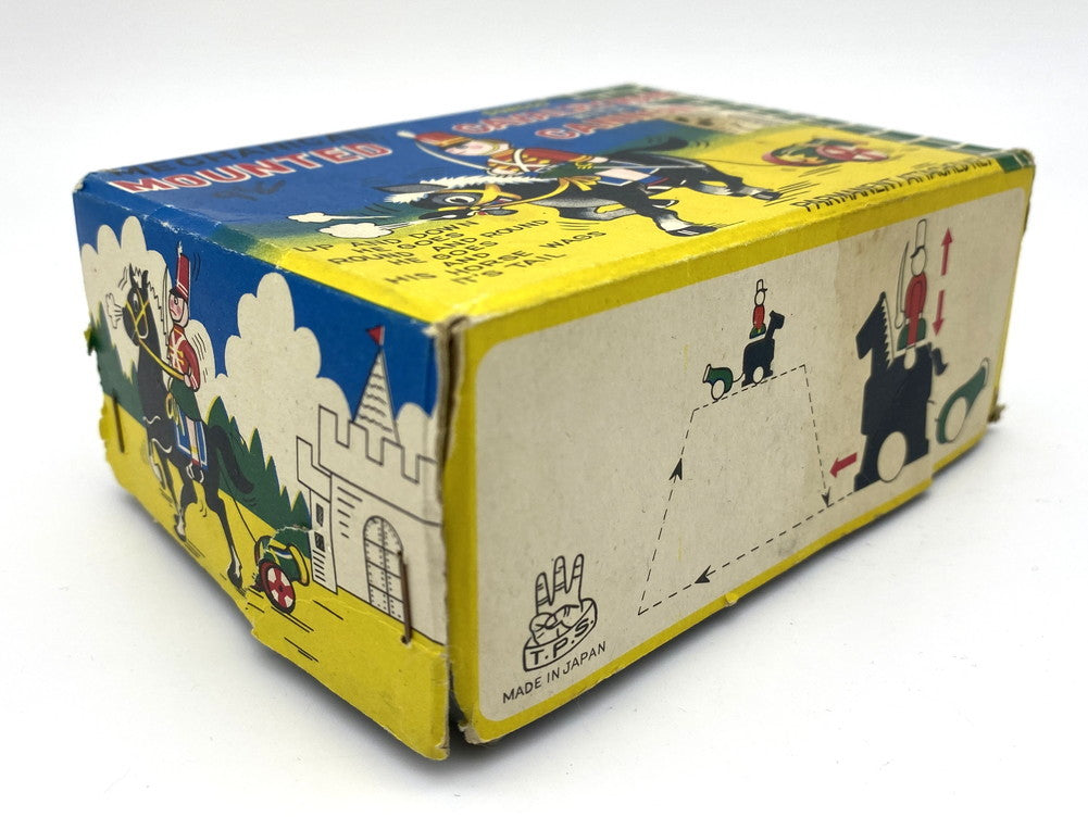 Vintage 1960s TPS Disney Japanese Tin Mounted Cavalryman with Cannon Mechanical Toy Boxed