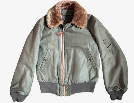 1940s USAF Type B-15 Flight Jacket WWII Original Spec 3220 Alpaca Lined Mouton Collar CONMAR Zip Size 40