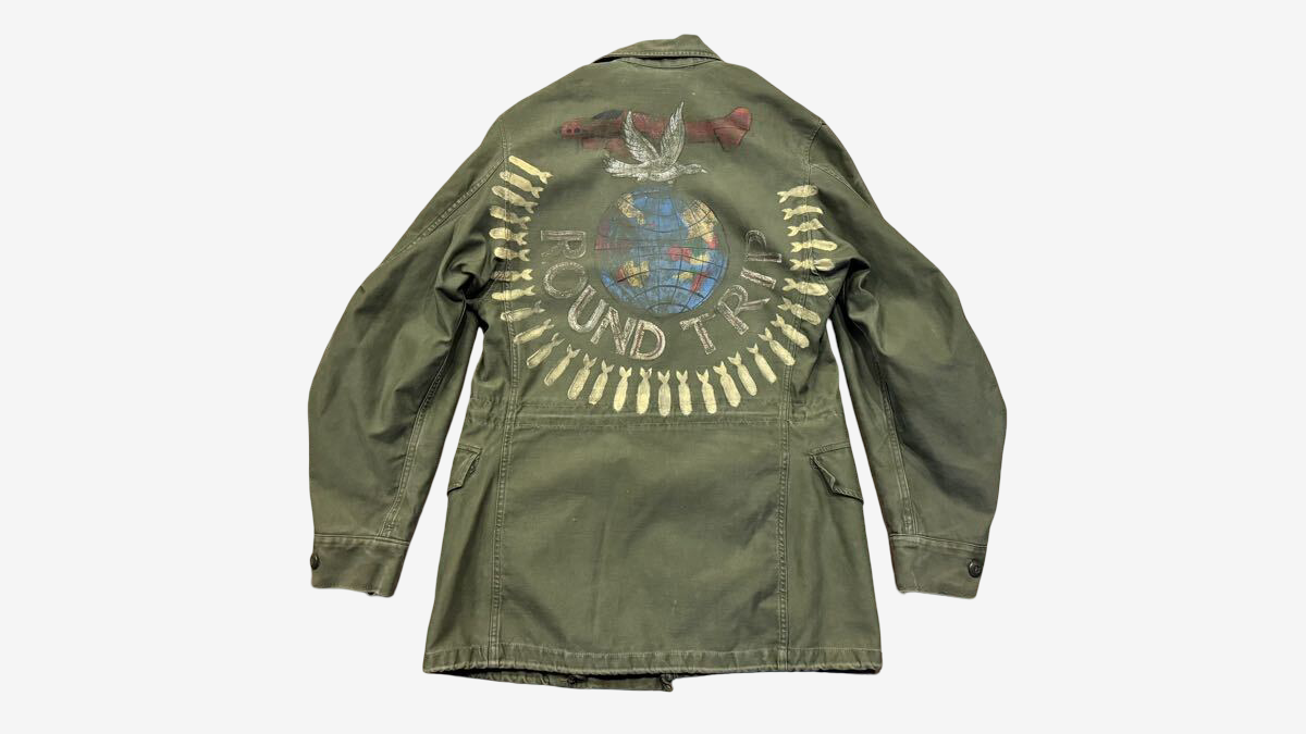 1950s Vintage U.S. Army M-1951 Field Jacket Hand Painted World Bomb Ring Aviation Art OG-107