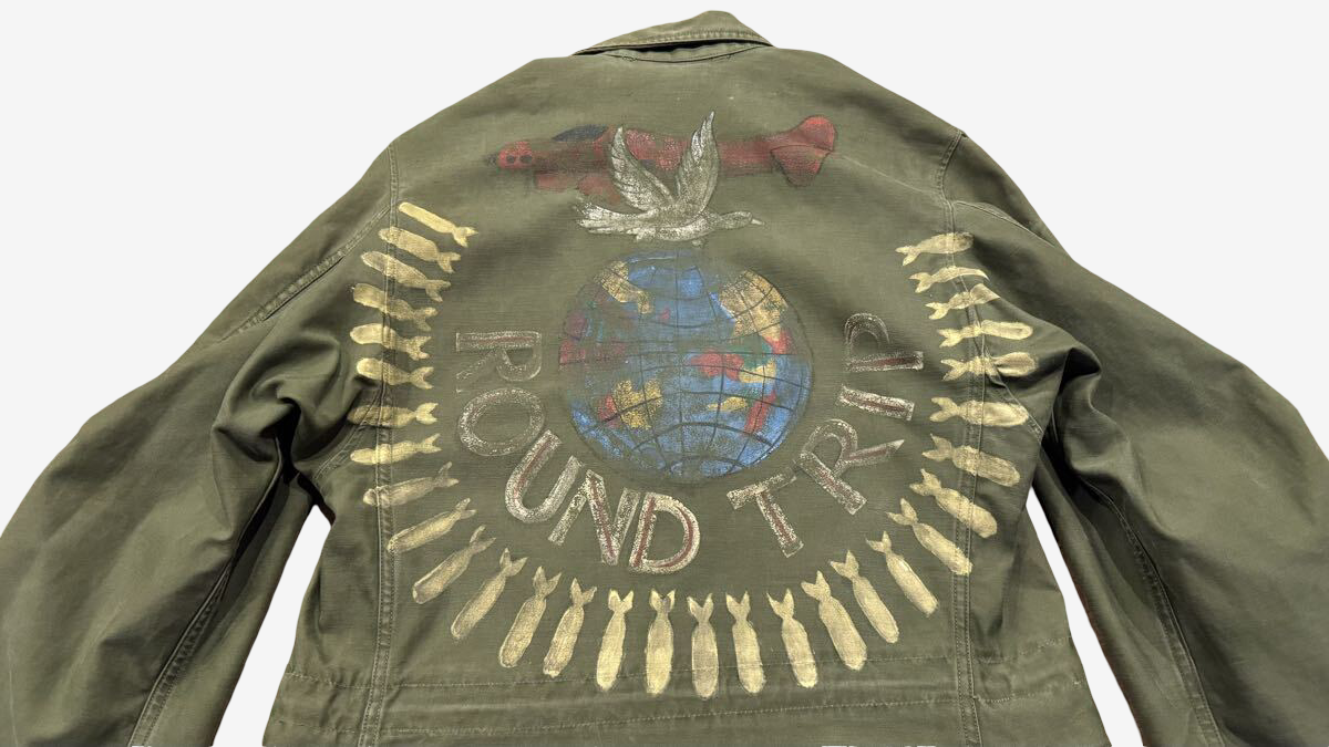 1950s Vintage U.S. Army M-1951 Field Jacket Hand Painted World Bomb Ring Aviation Art OG-107