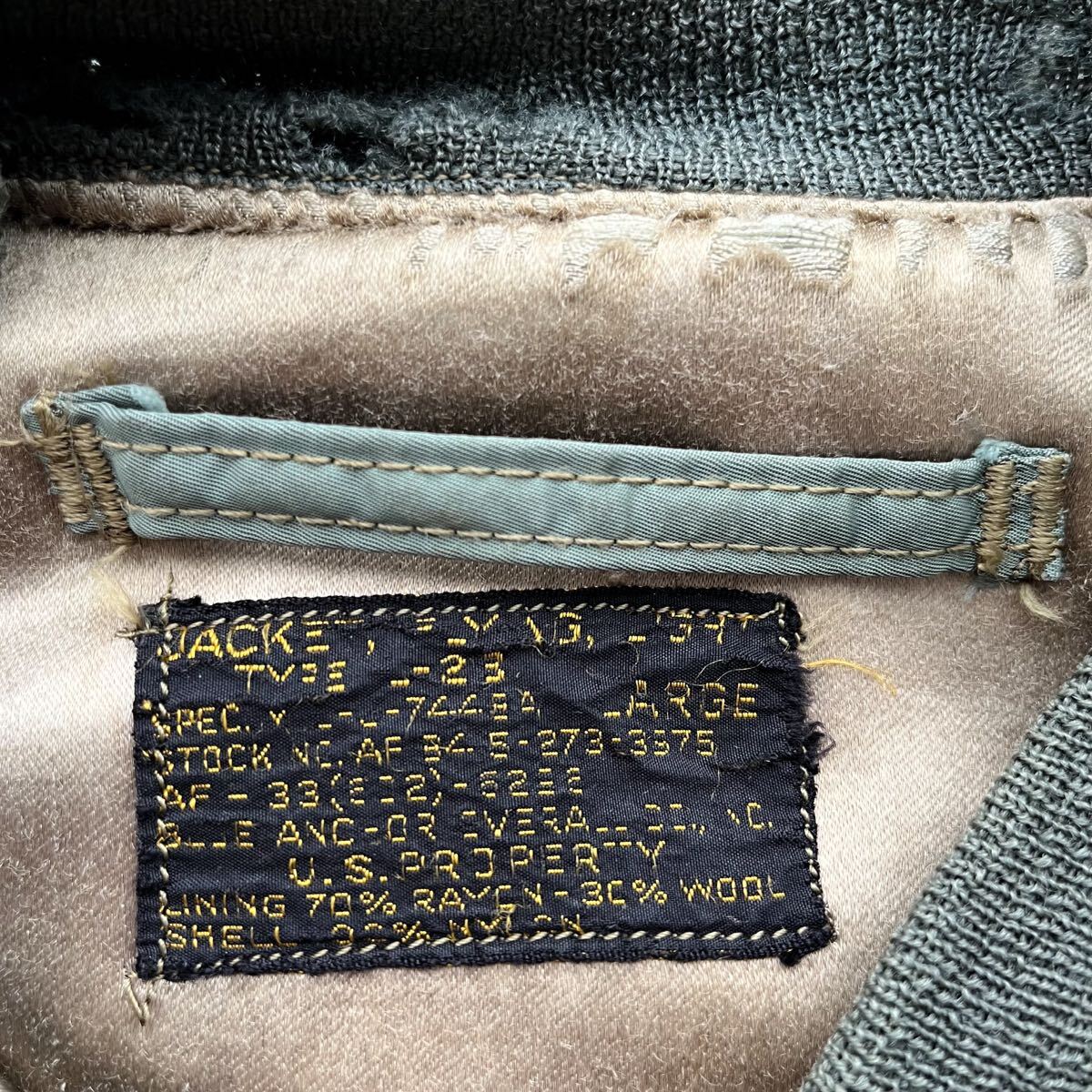 1950s USAF L-2B Flight Jacket Blue Anchor Overall Co Early Model Sage Green Nylon Bomber Jacket Vintage Military Large