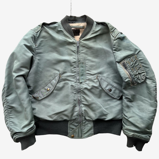 1950s USAF L-2B Flight Jacket Blue Anchor Overall Co Early Model Sage Green Nylon Bomber Jacket Vintage Military Large