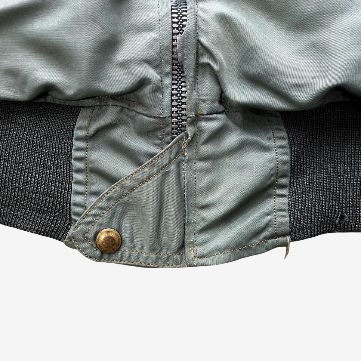 1950s USAF L-2B Flight Jacket Blue Anchor Overall Co Early Model Sage Green Nylon Bomber Jacket Vintage Military Large