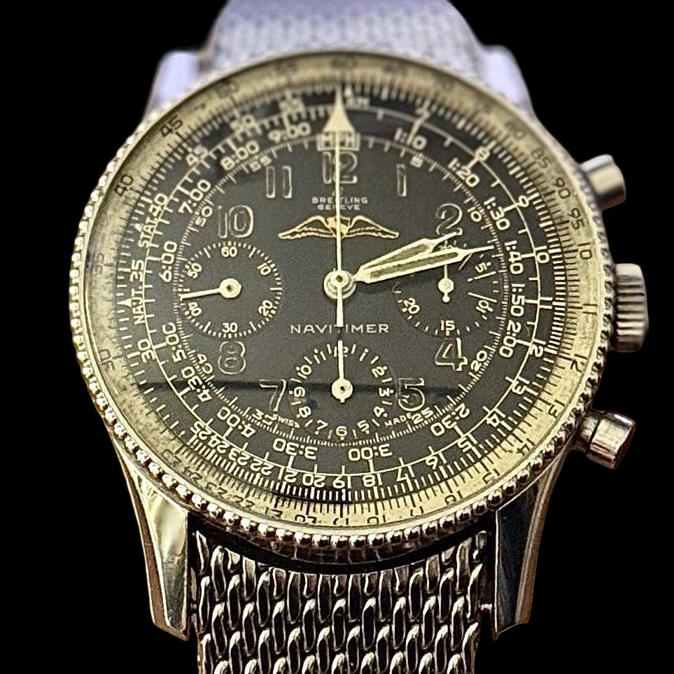 1958 Breitling NAVITIMER AOPA 1st Model ref.806 · Venus178 · Original Gilt Dial · Vintage Collector Investment · Genuine Milanese Bracelet