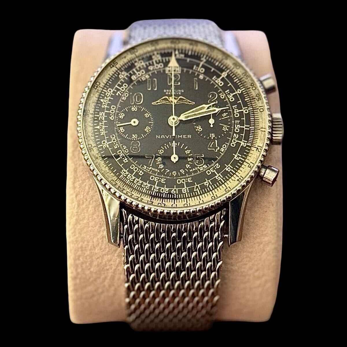 1958 Breitling NAVITIMER AOPA 1st Model ref.806 · Venus178 · Original Gilt Dial · Vintage Collector Investment · Genuine Milanese Bracelet