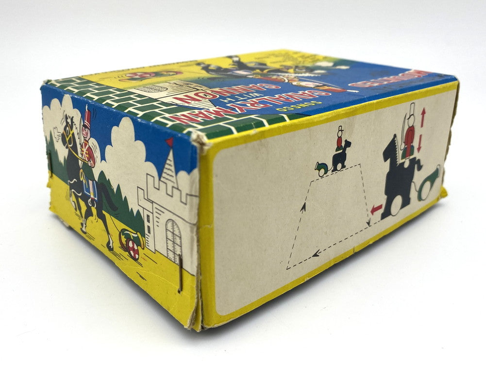 Vintage 1960s TPS Disney Japanese Tin Mounted Cavalryman with Cannon Mechanical Toy Boxed