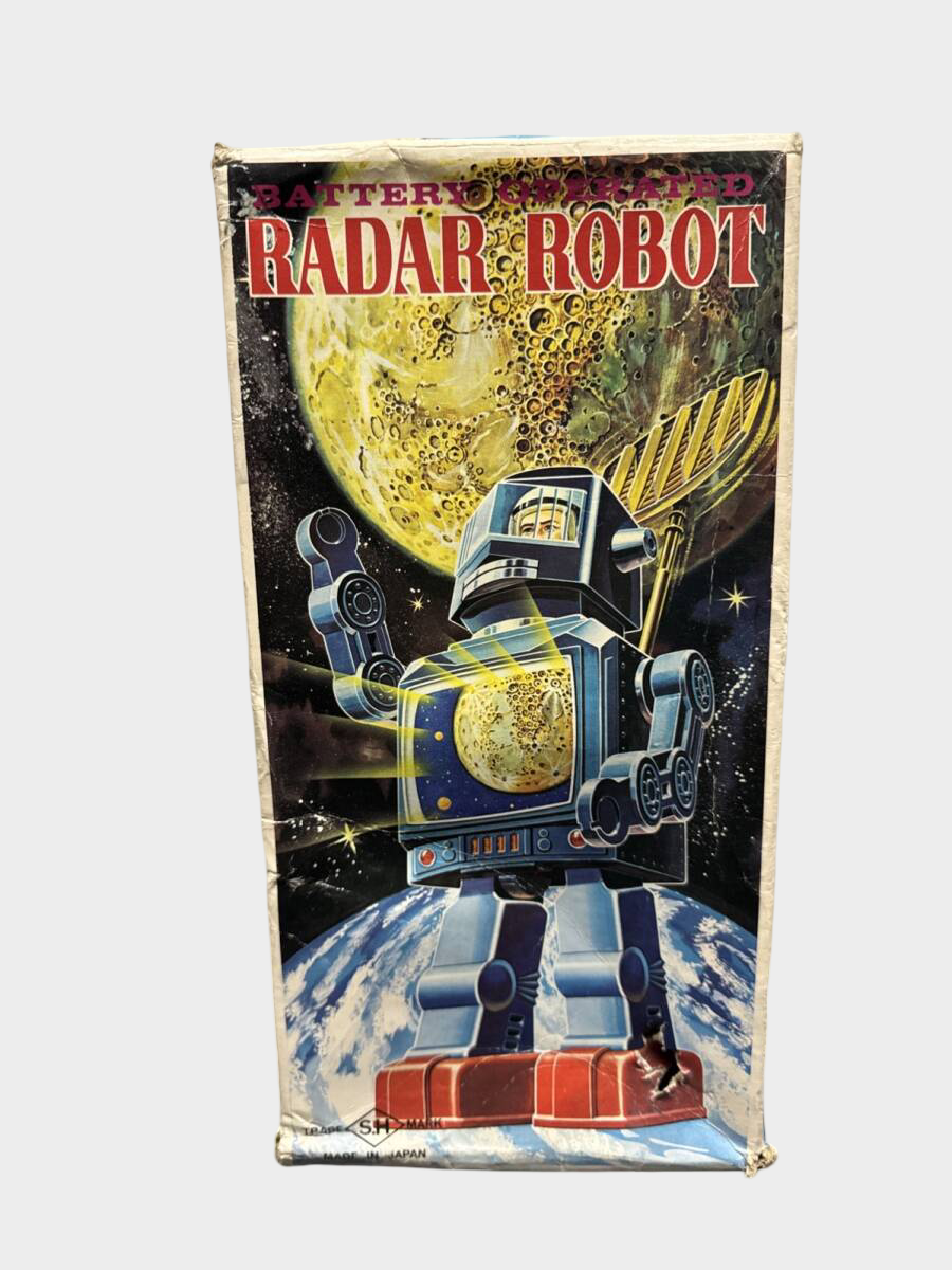 1960s Horikawa Blue Radar TV Robot with Box – Japanese Tin Battery Robot, Working Vintage Icon