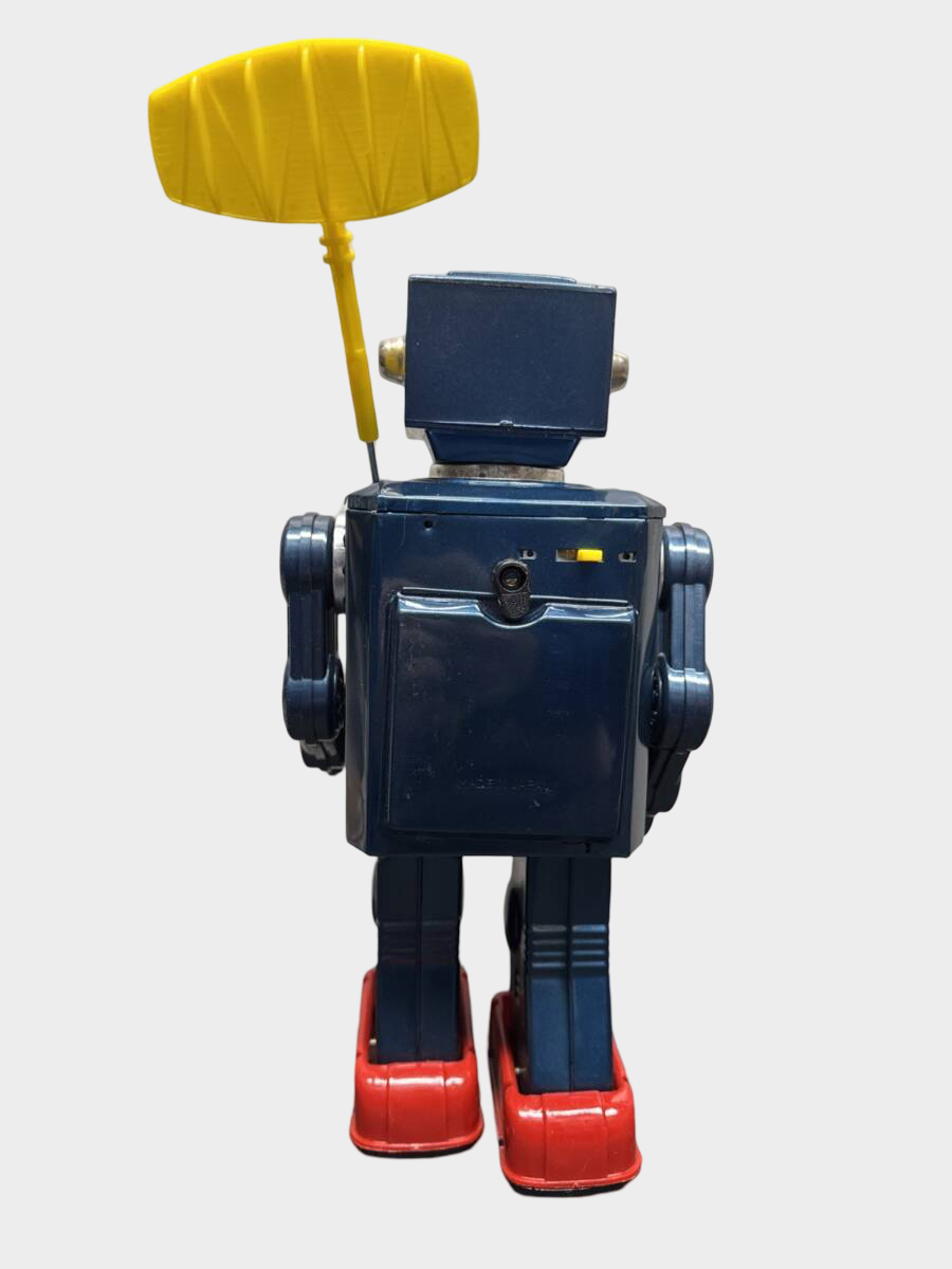 1960s Horikawa Blue Radar TV Robot with Box – Japanese Tin Battery Robot, Working Vintage Icon
