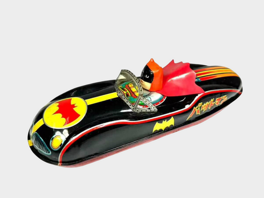 1960s Batman Tin Friction Car – Japanese Showa Era Batmobile with Cape | Rare Vintage Toy