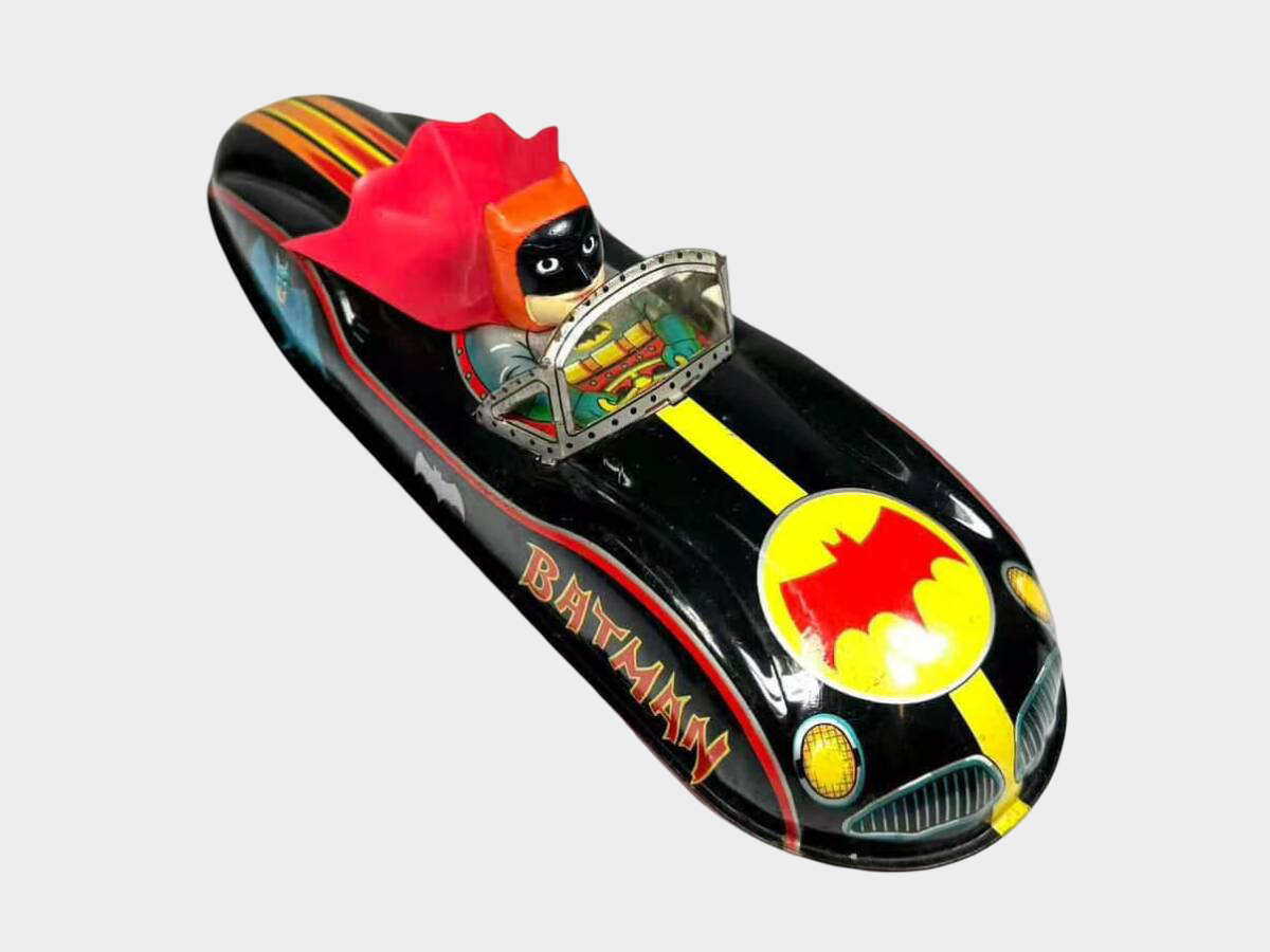 1960s Batman Tin Friction Car – Japanese Showa Era Batmobile with Cape | Rare Vintage Toy