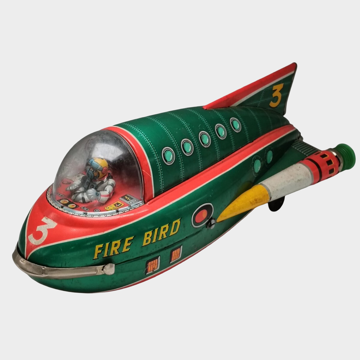 1960s Japanese Tin Toy Space Patrol “Firebird” | Battery-Powered Space Ship | Masudaya Showa Era