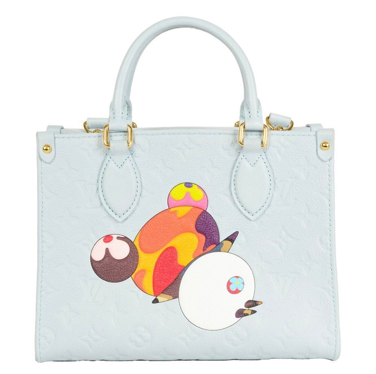 Louis Vuitton × Takashi Murakami "On The Go" PM M13836 Washed Blue Panda Monogram Empreinte Leather RFID Limited Edition Bag