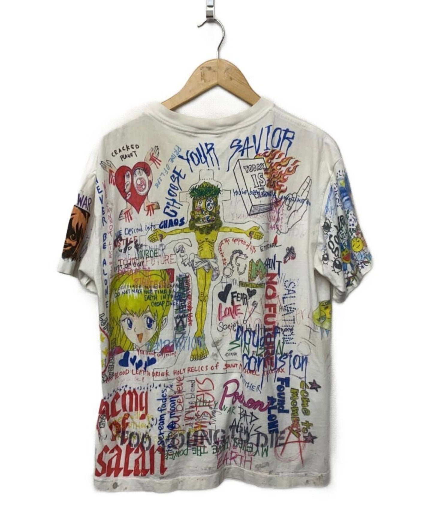 SAINT MICHAEL × Takashi Murakami 21AW Graphic Tee White M Rare Artwear Collab Vintage Wash Distressed Superflat Streetwear