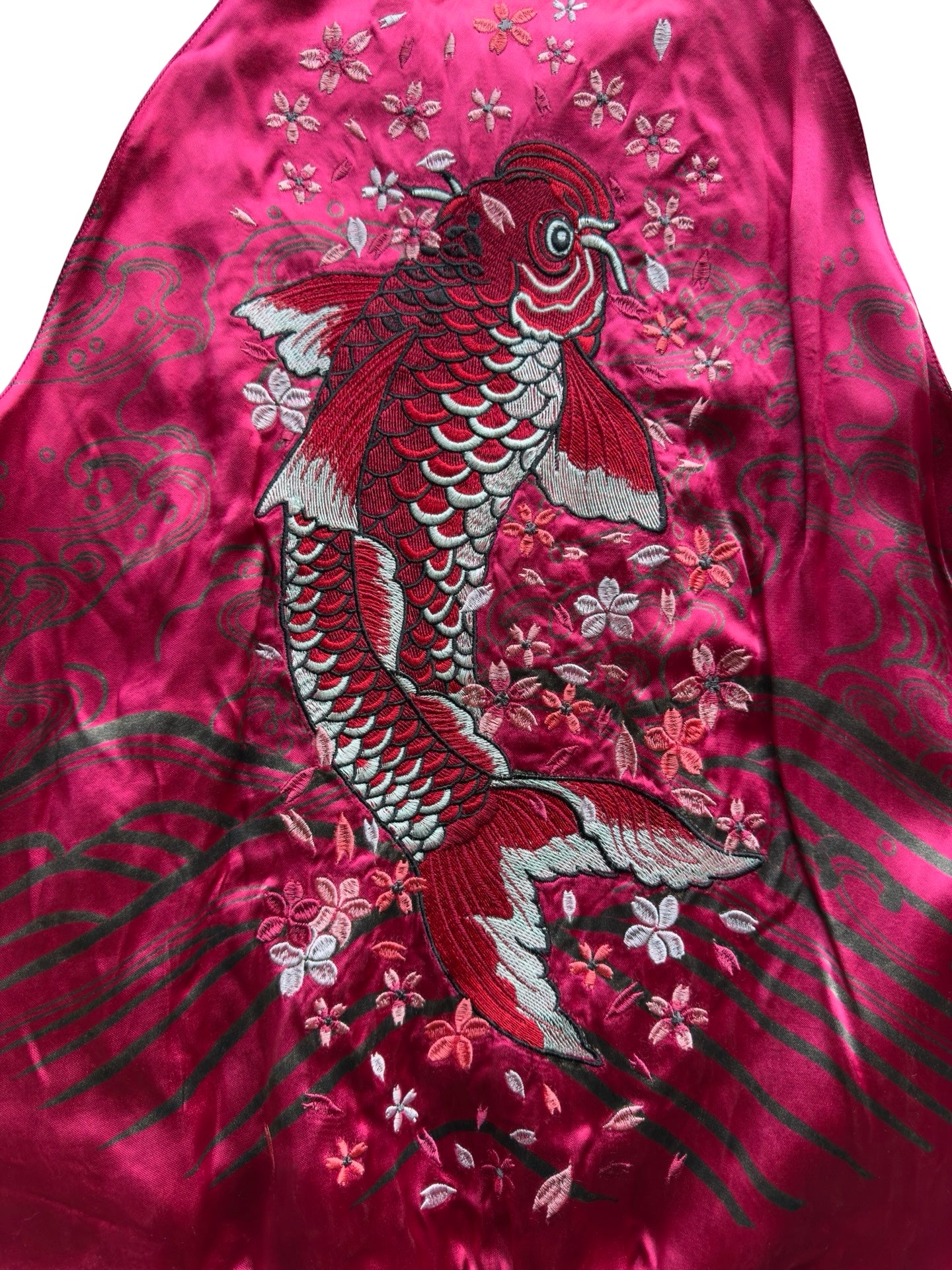 Miyabi Musubi Reversible Sukajan – Rising Koi & Hokusai Great Wave, Sakura Storm Embroidery, Japonisme Japanese Souvenir Jacket