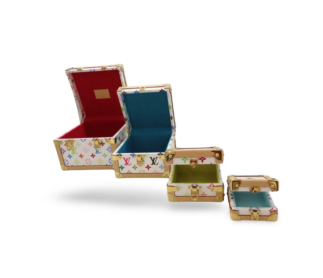 Rare Louis Vuitton × Takashi Murakami Monogram Multicolor “Pyramid Trunk Luggage Set” – M13126