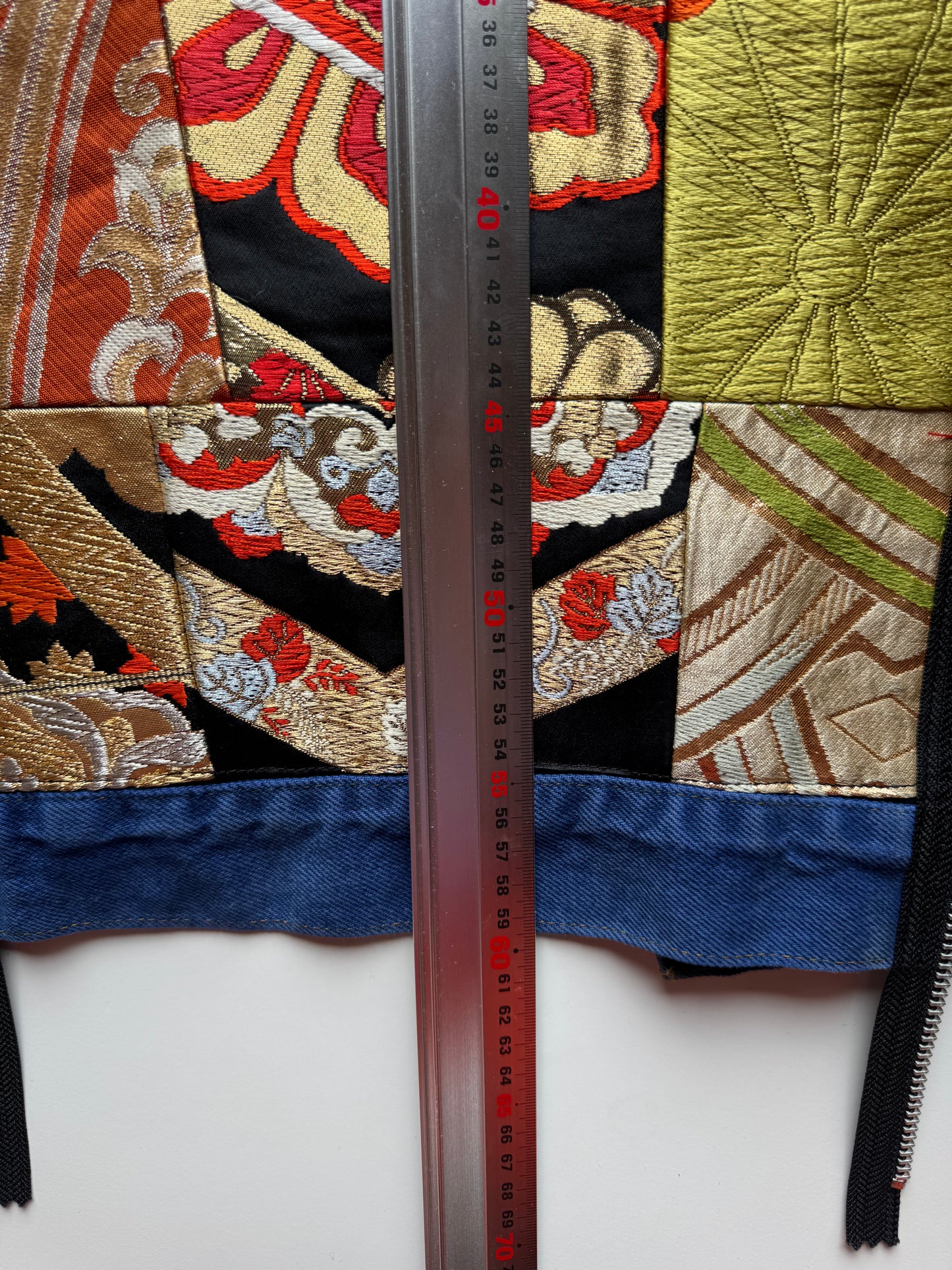 Broke City Gold COTÉ MER Kimono Obi Denim Jacket, One of One Japanese Patchwork Harajuku Streetwear Wagara Remake
