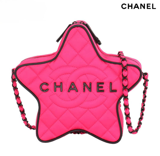 CHANEL Matelassé Star Chain Shoulder Bag – Satin Fuchsia × Black | AS4579 Rare Collector’s Piece