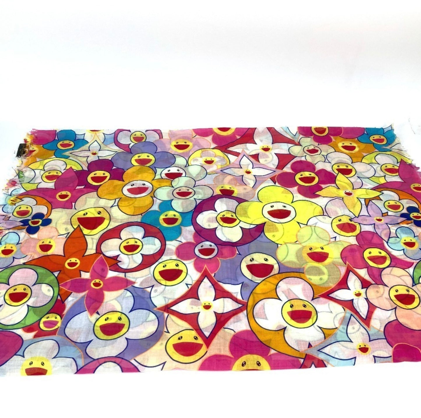 Louis Vuitton × Takashi Murakami Cosmic Blossom Pareo M72515 Pink Multicolor LV Flower Shawl Rare Collector Art Scarf
