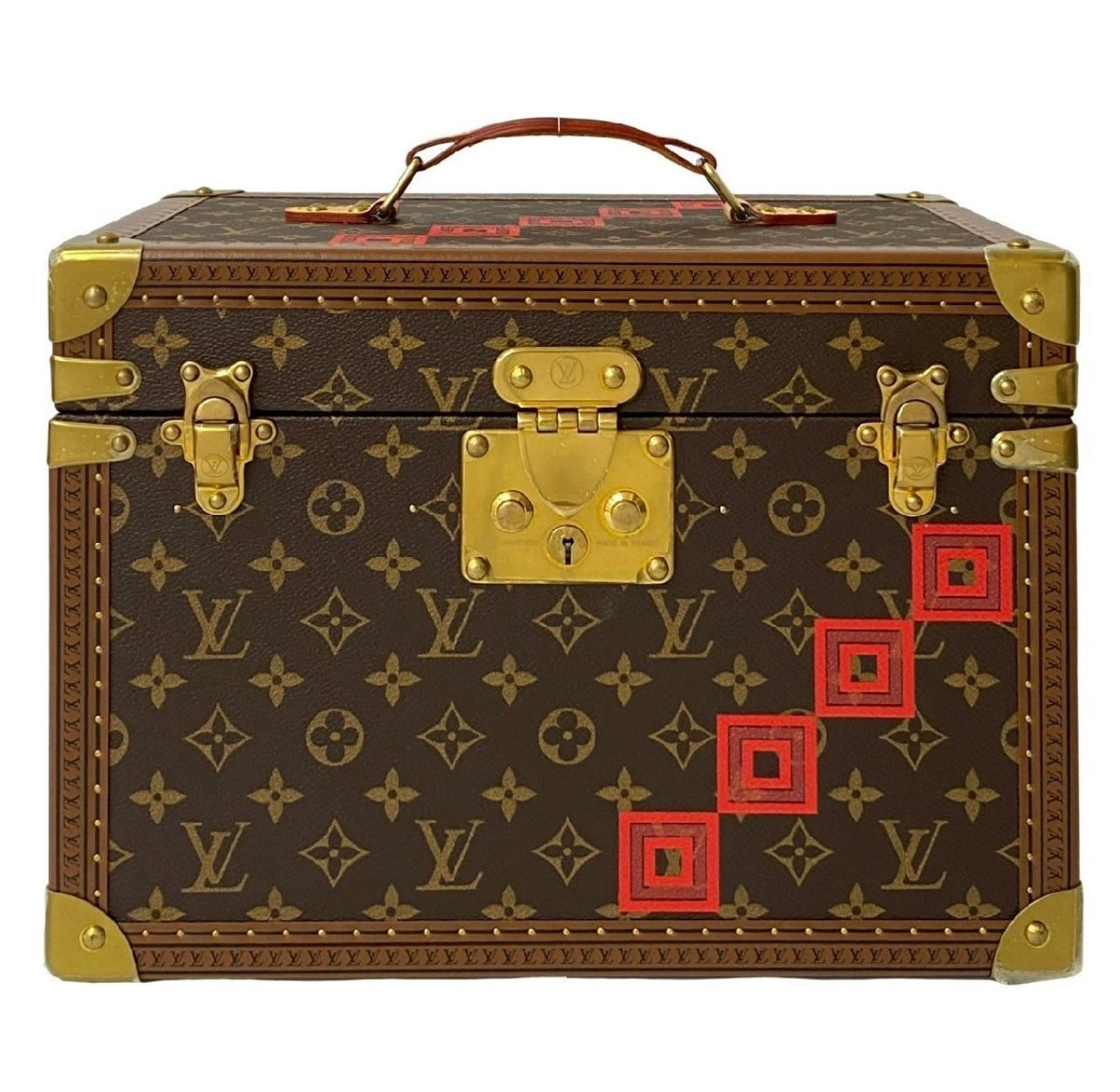 Louis Vuitton Monogram × Ichikawa Ebizō Faure Machine Makeup Trunk 2004 Set | Collector Hard Case Vanity Kabuki Red Crest LV Trunk