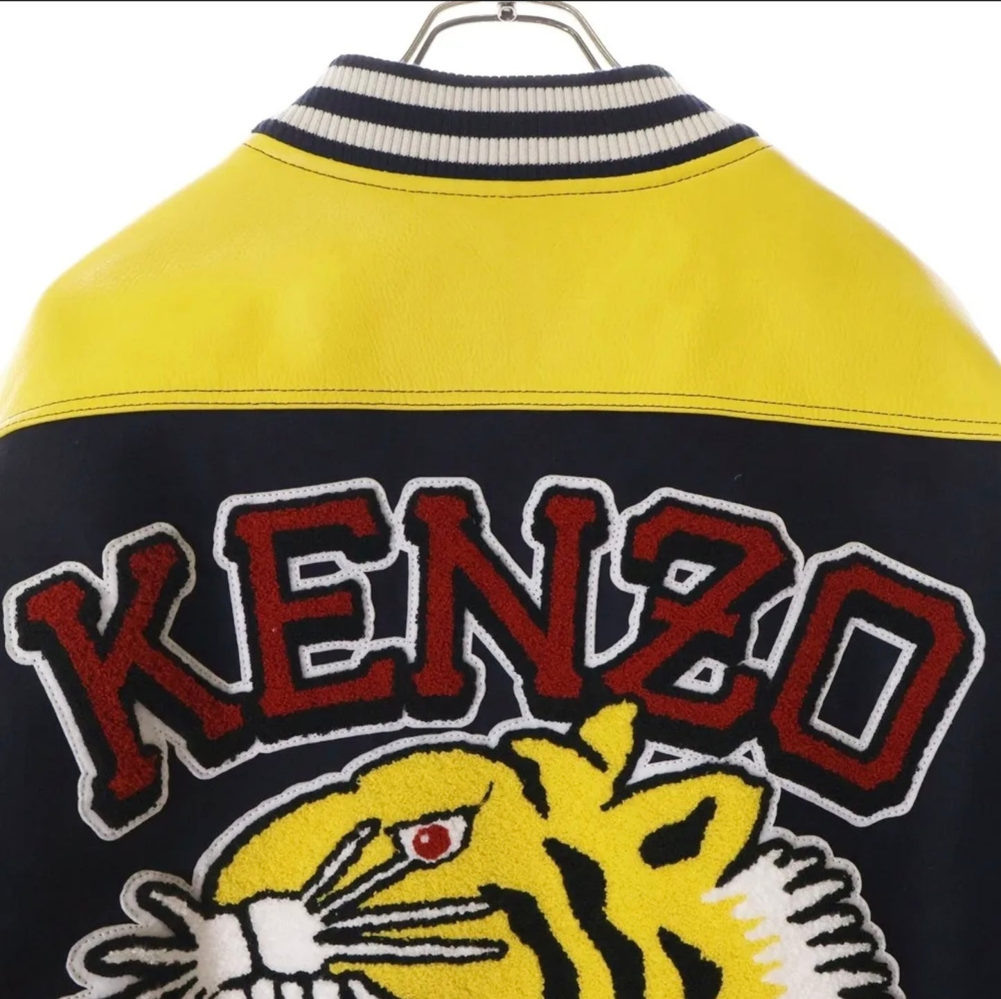KENZO Paris Vintage Varsity Jacket – Tiger Back Embroidery – Navy & Yellow