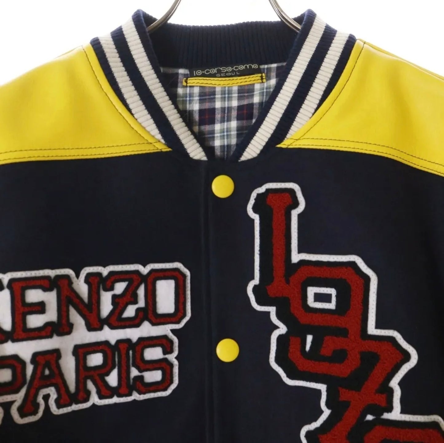 KENZO Paris Vintage Varsity Jacket – Tiger Back Embroidery – Navy & Yellow