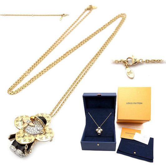 Louis Vuitton Vivienne Diamond Limited Necklace Q93811 K18YG Pendant & Brooch Set Rare LV High Jewelry Vivienne Mascot