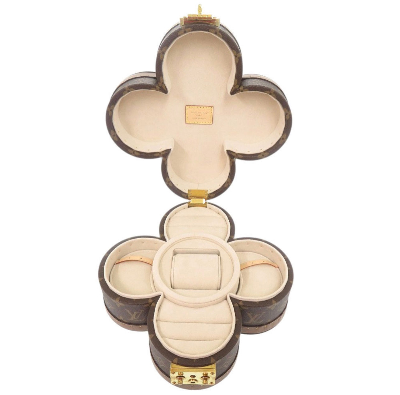 Louis Vuitton Blooming Flower Jewelry Box M11117 Monogram Canvas Brown Gold Hardware Rare Collectible Trunk-Style Case Unused S-Rank
