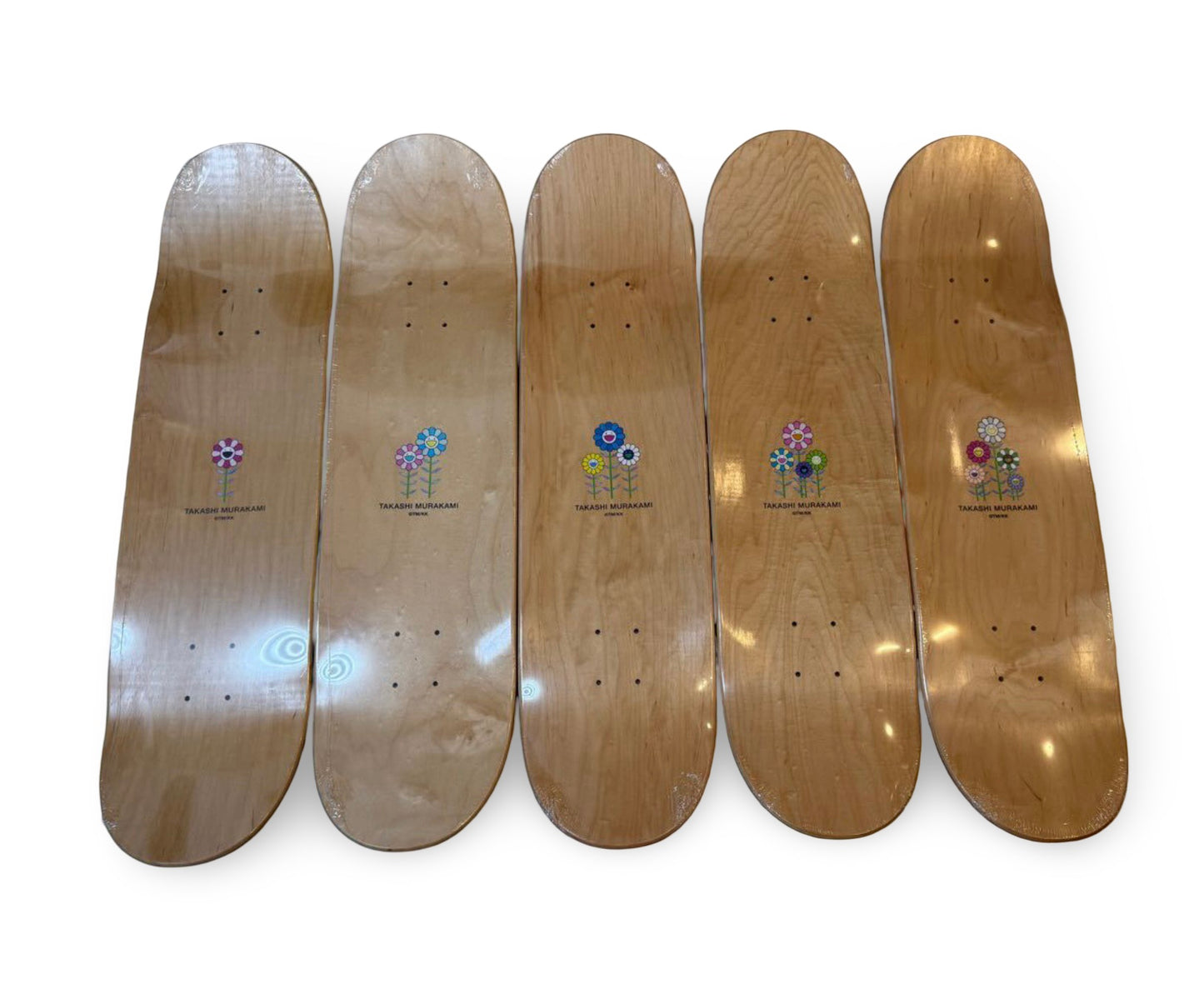 Takashi Murakami 2019 Flower Skateboard Deck Set (5pcs) Kaikai Kiki Tonari no Zingaro Superflat Rainbow Smile Limited Art Boards