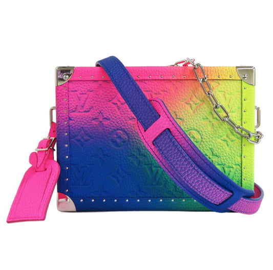 Louis Vuitton Soft Trunk Bag M20476 – Monogram Illusion Gradient Multicolor Rainbow Embossed Leather Crossbody (Excellent Condition)