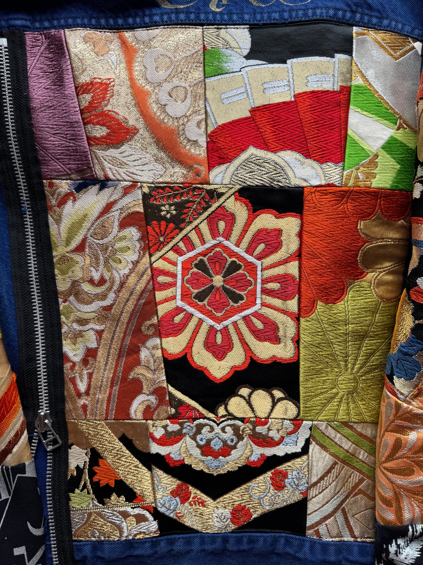 Broke City Gold COTÉ MER Kimono Obi Denim Jacket, One of One Japanese Patchwork Harajuku Streetwear Wagara Remake
