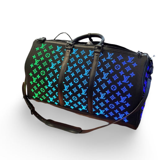Louis Vuitton Keepall 50 Light-Up Rainbow LED Monogram Black Grail Bag M44770 Ultra Rare Collector Travel LV
