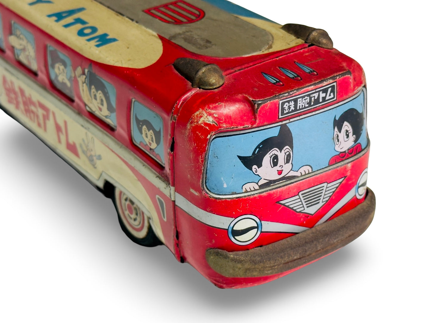 Vintage Mighty Atom (Astro Boy) Tin Bus – 1960s Japan Tin Toy – Tezuka Osamu Era