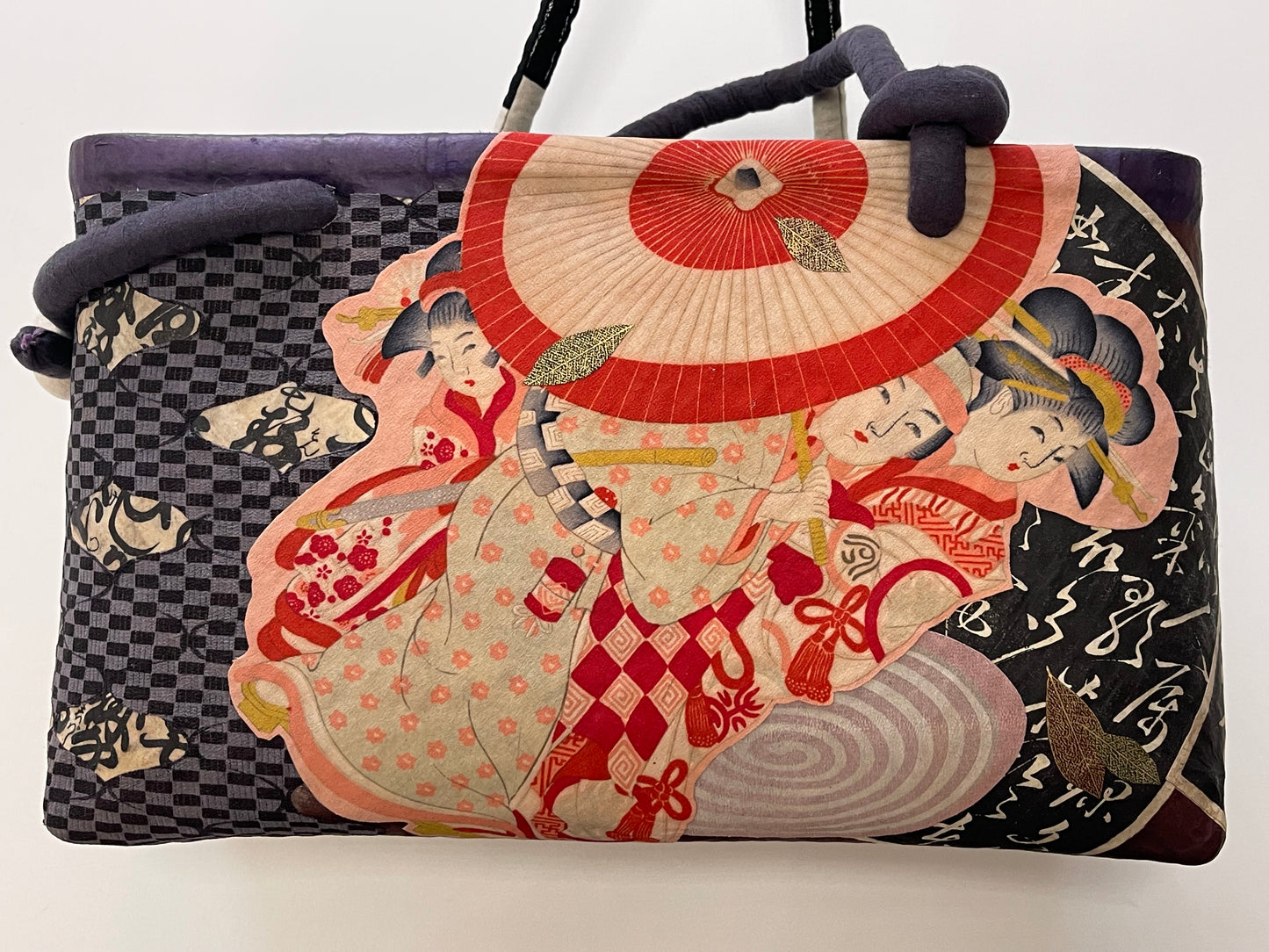 Handmade Japanese Kago Bag Ukiyoe Design