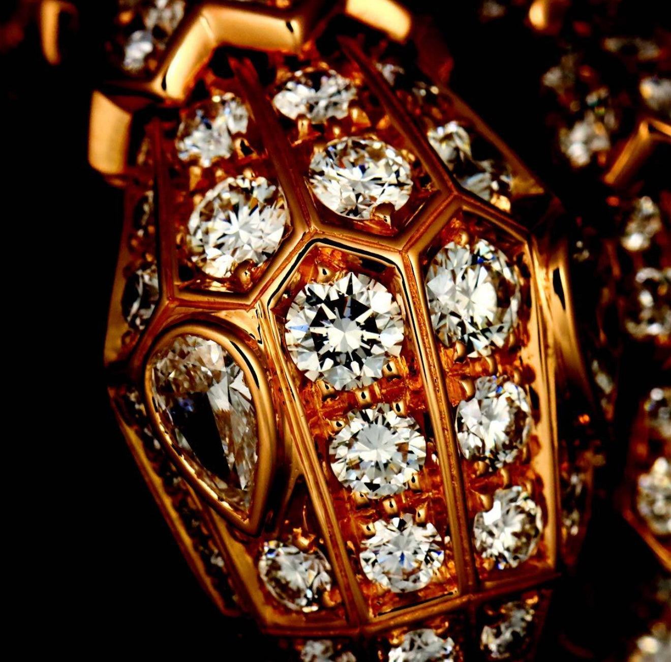 BVLGARI Serpenti Viper Ring K18 Pink Gold Full Diamond Pavé 4.12ct F–G VVS–VS Size ML with Certificates