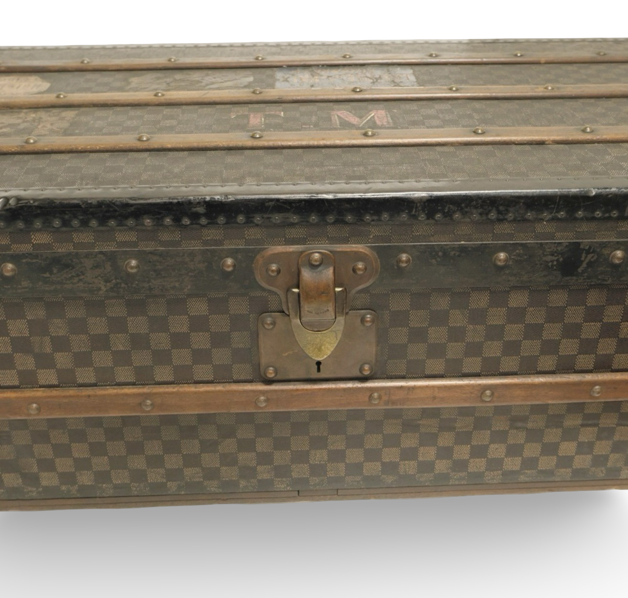 Louis Vuitton 1888–1900 Antique Damier Malle Courrier Trunk | Rare Early LV Travel Chest | Original Hardware & Initials T.M.
