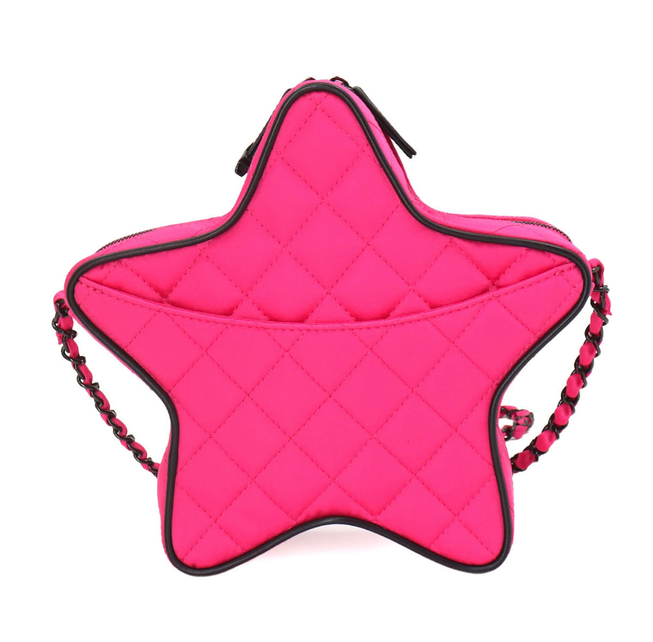 CHANEL Matelassé Star Chain Shoulder Bag – Satin Fuchsia × Black | AS4579 Rare Collector’s Piece