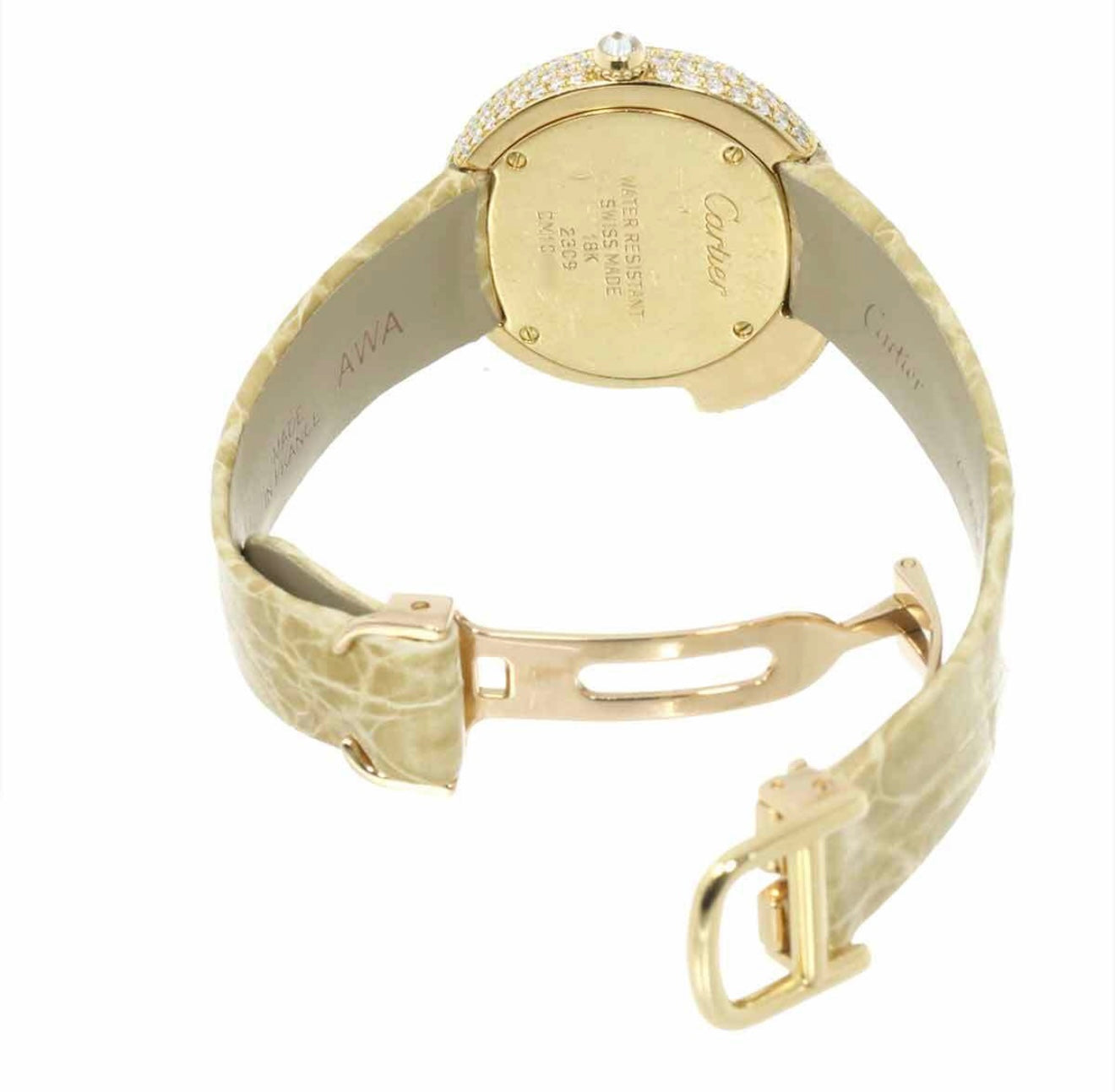 Cartier Panthère 1925 K18YG Diamond Ladies Watch WF317551 – Ivory Crocodile Strap, Full Pavé Panther Motif, Luxury Collector’s Piece