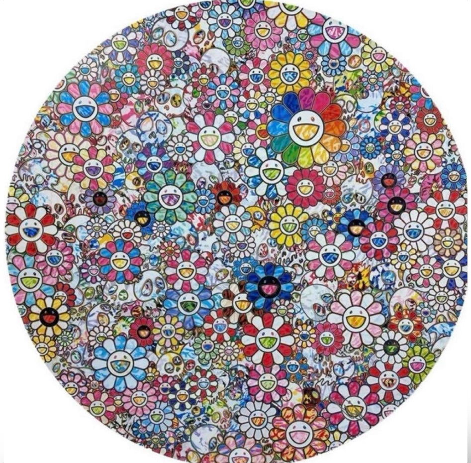 Takashi Murakami – “Paradise in a Flower Field” (ED300, Signed, Kaikai Kiki Official) – Circular 710mm Print