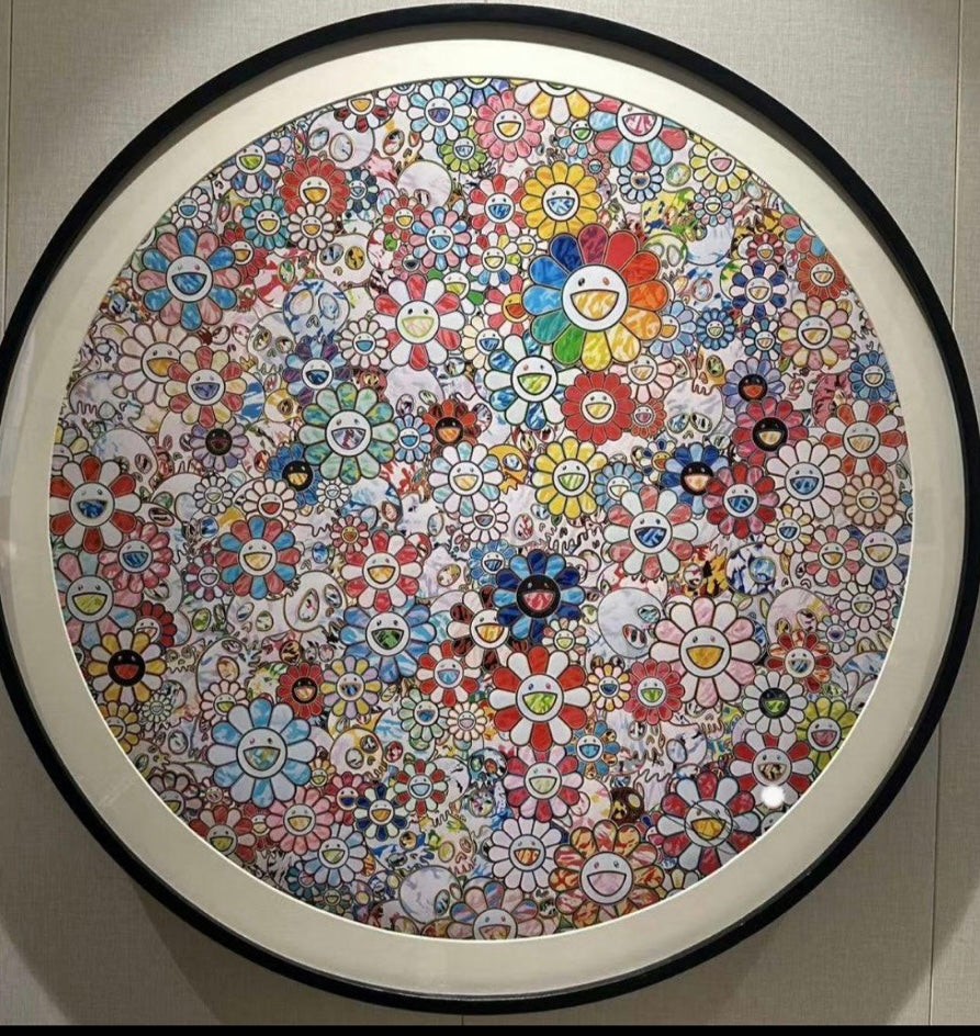 Takashi Murakami – “Paradise in a Flower Field” (ED300, Signed, Kaikai Kiki Official) – Circular 710mm Print