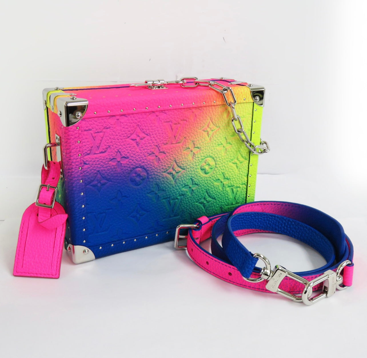 Louis Vuitton Soft Trunk Bag M20476 – Monogram Illusion Gradient Multicolor Rainbow Embossed Leather Crossbody (Excellent Condition)