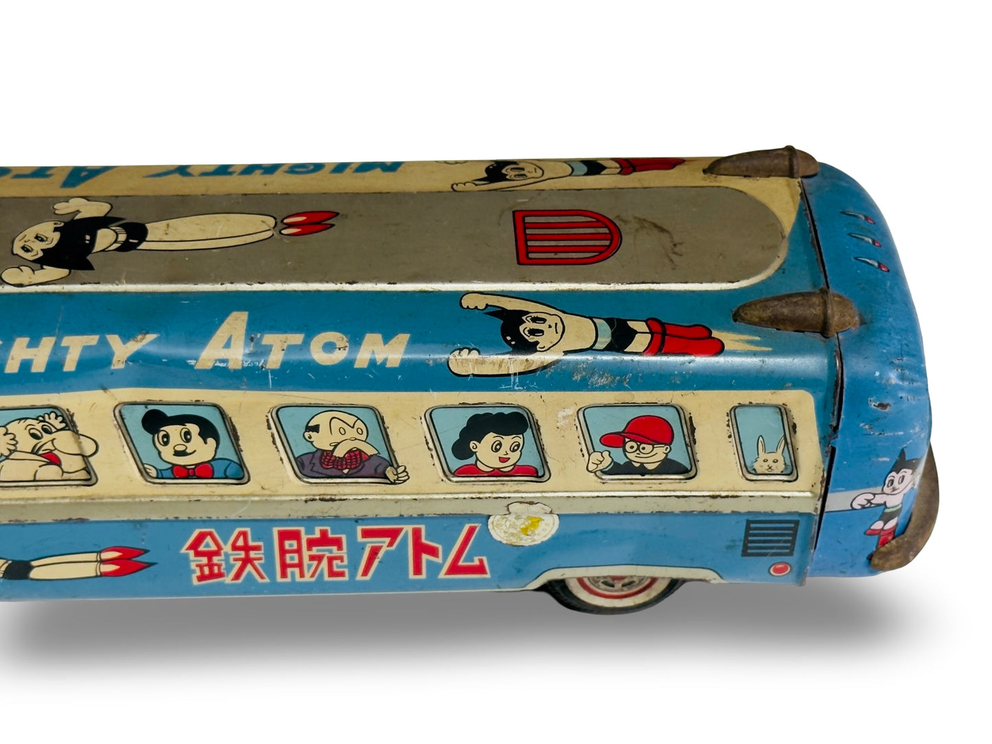 Vintage Mighty Atom (Astro Boy) Tin Bus – 1960s Japan Tin Toy – Tezuka Osamu Era