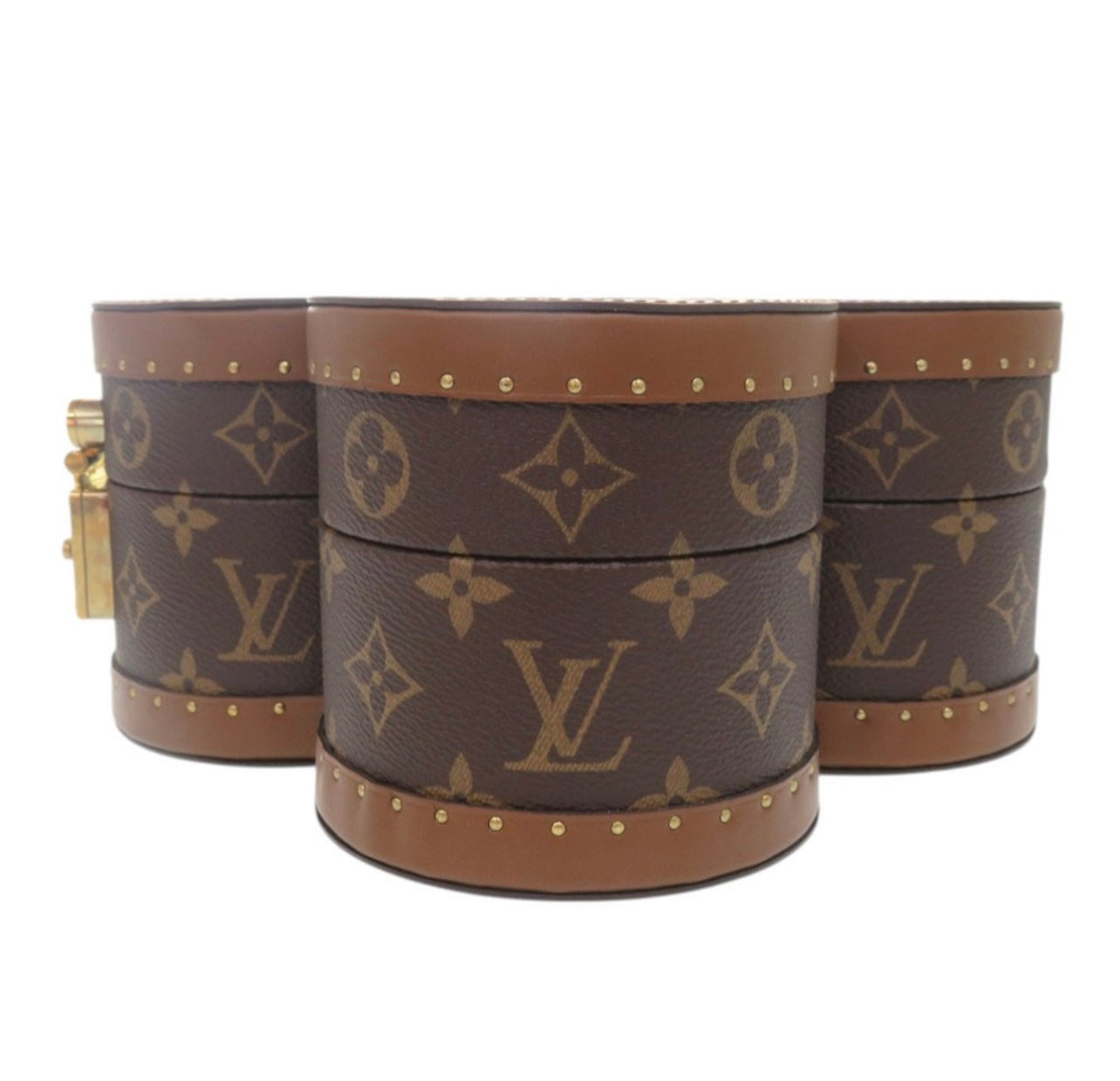 Louis Vuitton Blooming Flower Jewelry Box M11117 Monogram Canvas Brown Gold Hardware Rare Collectible Trunk-Style Case Unused S-Rank