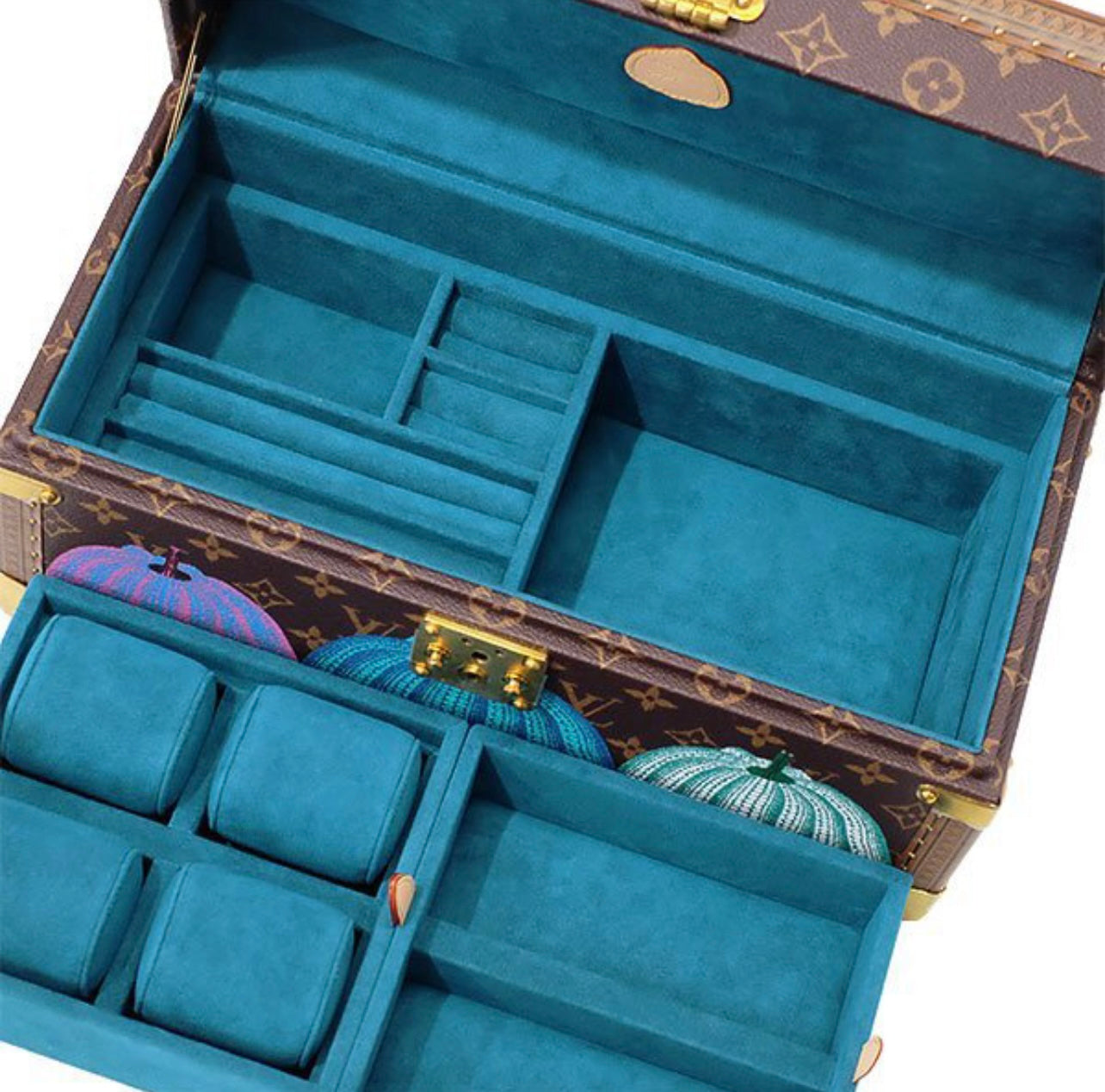 Louis Vuitton × Yayoi Kusama Coffret Accessoires Trunk M10124 Turquoise Pumpkins Limited Edition Monogram Art Collector Case